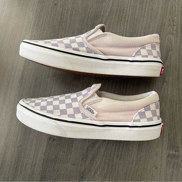 Vans kids light purple white checkered slip on sneakers shoes size 3 - Picture 5 of 10